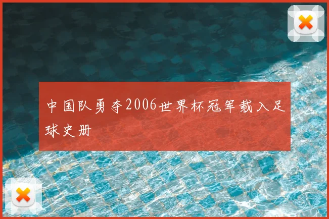 中国队勇夺2006世界杯冠军载入足球史册